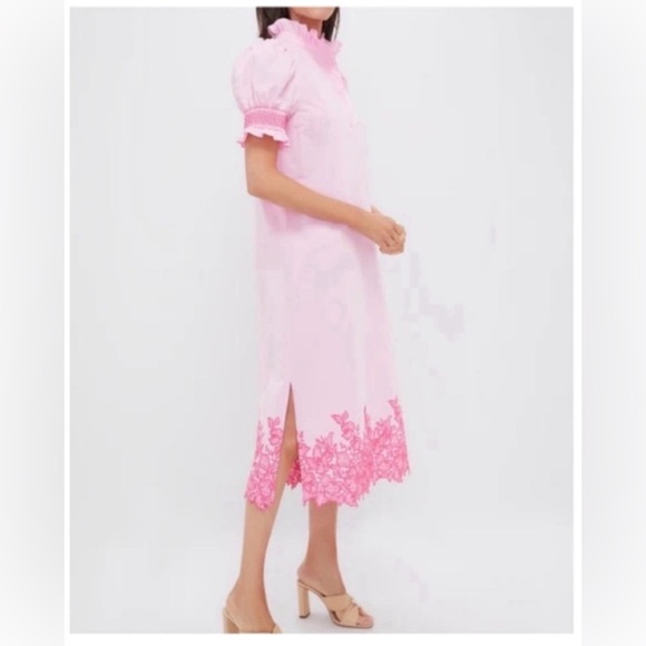 Tuckernuck Hyacinth House Pink Embroidery Eliza Midi Dress. Size Large - Picture 7 of 16